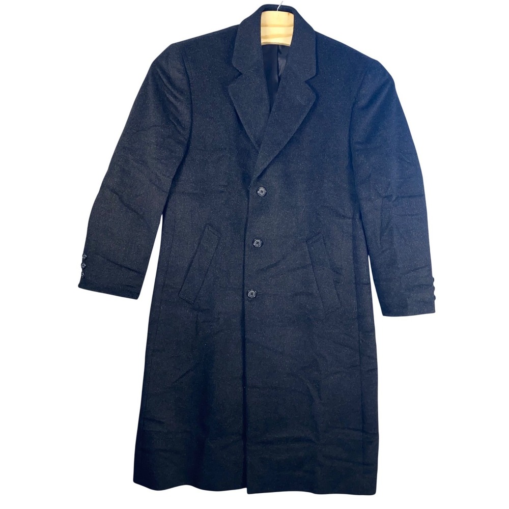 Bert Pulitzer Men's Charcoal Wool Blend Overcoat Top Coat Size 40 R